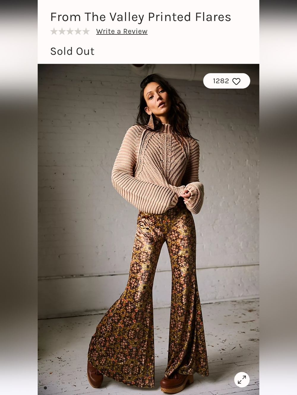 Free People The Valley Printed Flares Velvet Pants Sz XS - Picture 2 of 14